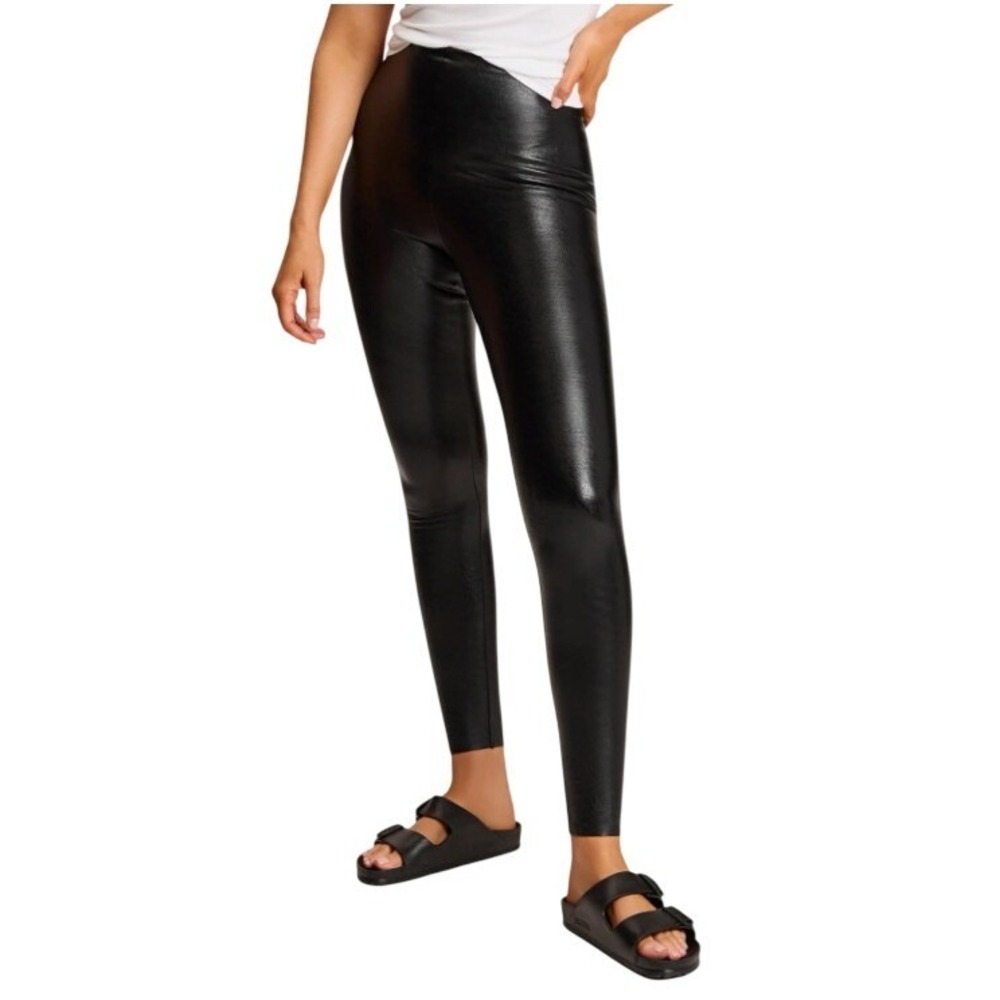 Commando Womens M‎ Black Faux Leather Stretch Edgy Chic Leggings Shaping